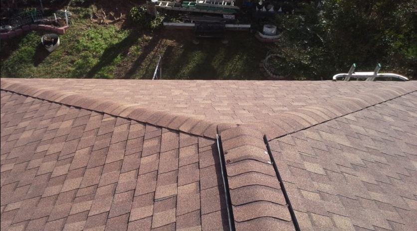 Top view of a shingle roof 